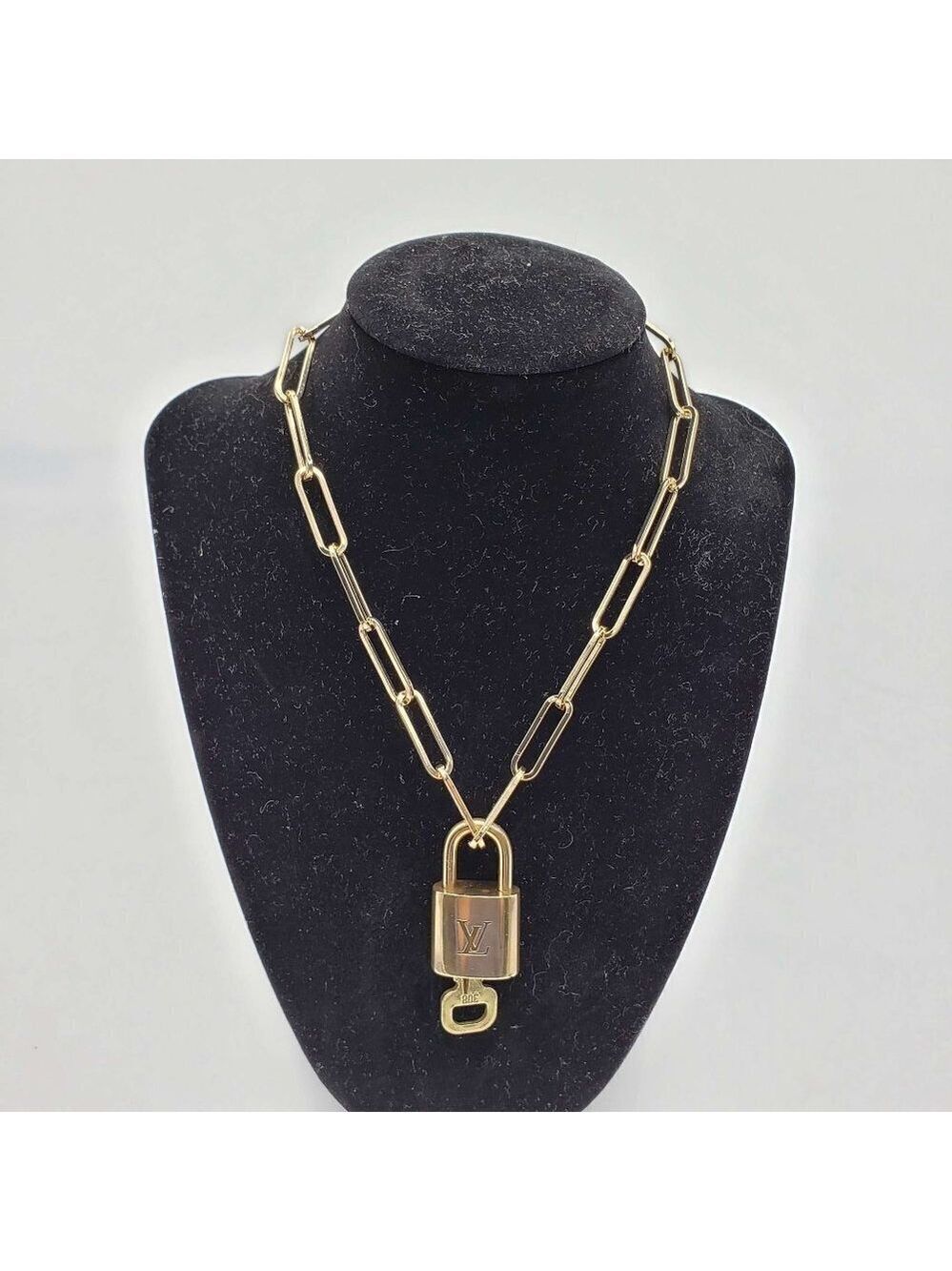Authentic Louis Vuitton Lock & Key with Unbranded Gold Plated Chain Necklace